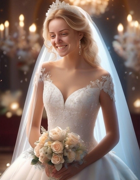 欧美新娘美女手捧花婚纱摄影图片